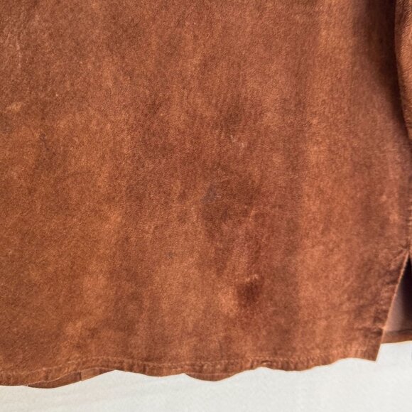 90s Vintage Express Brown Genuine Suede Leather boxy Shacket Jacket - Picture 7 of 14